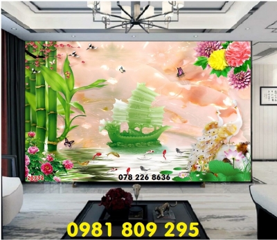 Gạch 3d hoa sen , tranh trang trí 3d