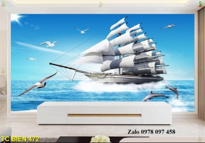 Tranh gạch 3d - tranh thuyền buồm