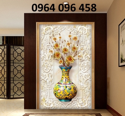 Tranh gạch 3d bình hoa - gạch tranh 3d - 765XN