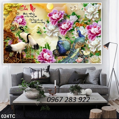 Gạch men 3d ốp tường chim công nghệ thuật