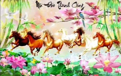 Gạch tranh 3D phong thủy- tranh ngựa