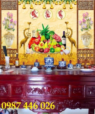 Tranh gạch men ban thờ, gạch ốp tường phòng thờ HP8332