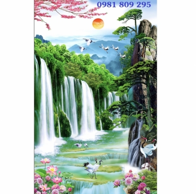 Gạch trang trí , tranh gạch thác nước 3d