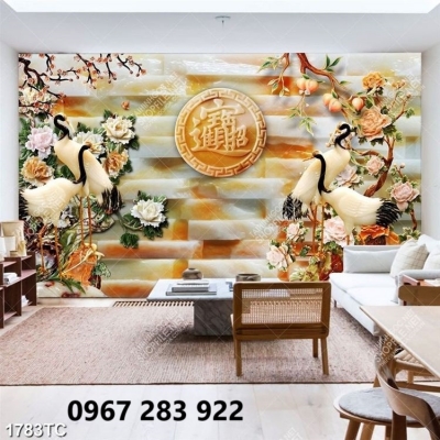 Tranh gạch 3d tùng hạc cao cấp