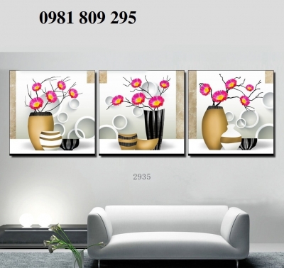 gạch tranh 3d bình hoa ốp phòng bếp