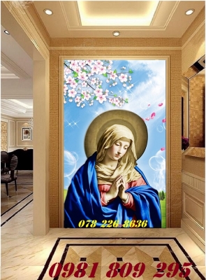 Tranh gạch 3d Mẹ Mria - tranh công giáo ốp phòng khách