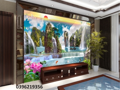 Tranh gạch 3D thác nước trang trí