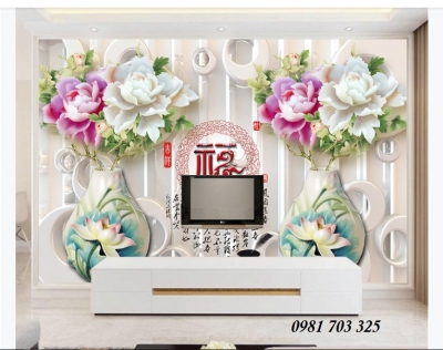 Tranh hoa mẫu đơn, gạch tranh 3D