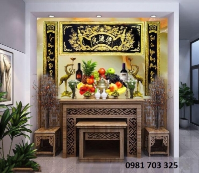 Gạch tranh dán tường ban thờ