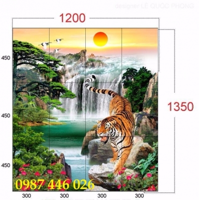 Tranh hổ, gạch ốp tường tranh 3d