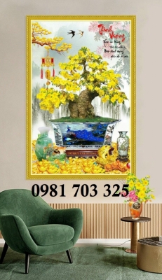 Tranh gạch hoa mai vàng ốp tường