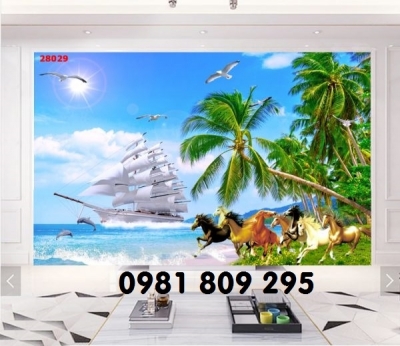 tranh thuyền ốp tường - gạch tranh 3d