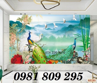 tranh gạch men - tranh 3d chim công