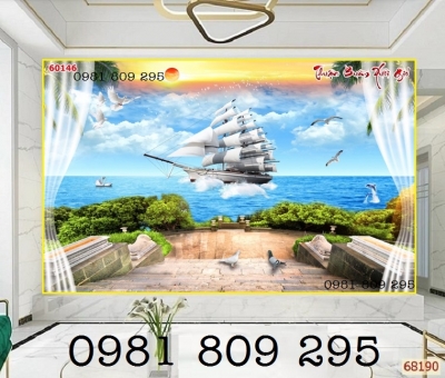 Tranh gạch men thuyền buồm xuôi gió HP3423