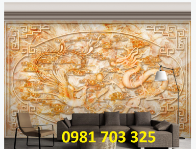 Tranh gạch 3D Rồng Phượng