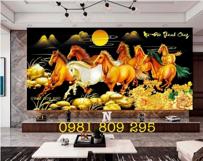 Gạch tranh ngựa - tranh ốp tường phòng khách