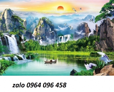Tranh gạch 3d phong cảnh đồng quê sông núi - KNB99