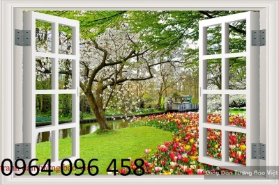 Tranh gạch 3d ốp tường cửa sổ - DXC422