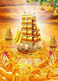 Gạch tranh 3d phong thủy thuyền buồm - SXVBB74