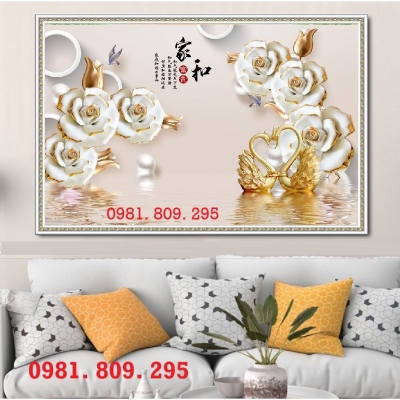 Tranh gạch ốp tường trang trí hoa sen