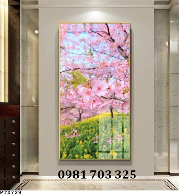 Gạch tranh khổ đứng phong cảnh đẹp 3D