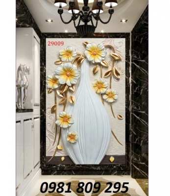 Tranh bình hoa 3d - tranh gạch 3d bình hoa