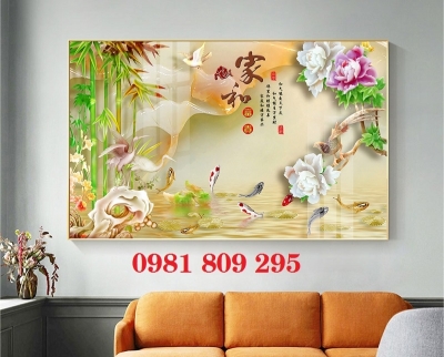 Tranh mẫu đơn , gạch 3d trang trí sứ ngọc HP3698