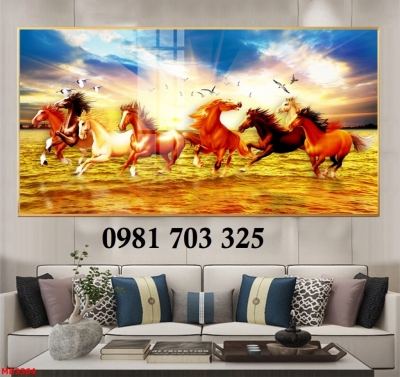Tranh mã đáo thành công, gạch tranh 8 con ngựa đẹp