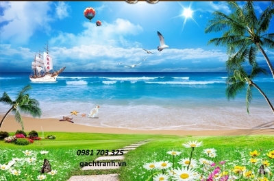 Tranh gạch- tranh bãi biển
