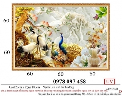 Gạch tranh 3D họa tiết đôi uyên ương.