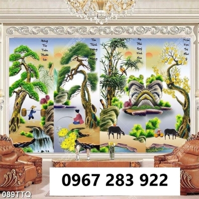 Gạch tranh đẹp trang trí tứ quý