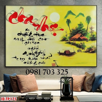 Gạch tranh thư pháp 3D đẹp