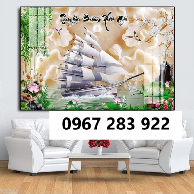 Tranh gạch thuyền buồm xuôi gió trang trí