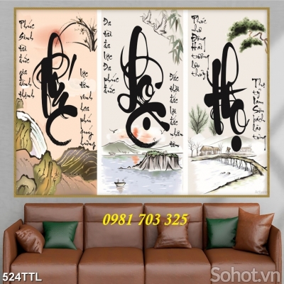 Tranh gạch 3d trang trí thư pháp
