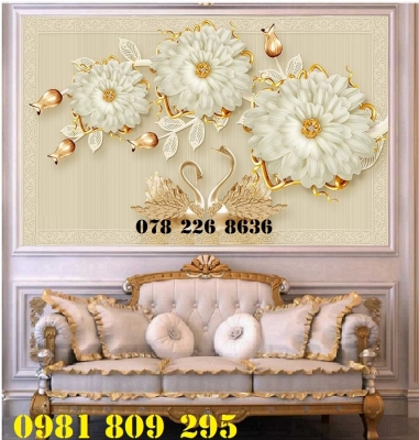 Gạch 3d hoa đẹp , tranh phòng khách