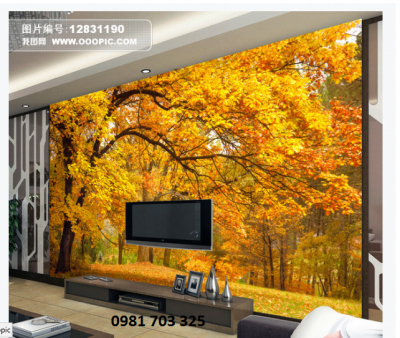 Tranh gạch 3D phòng khách- gạch tranh 3D phong cảnh mùa thu