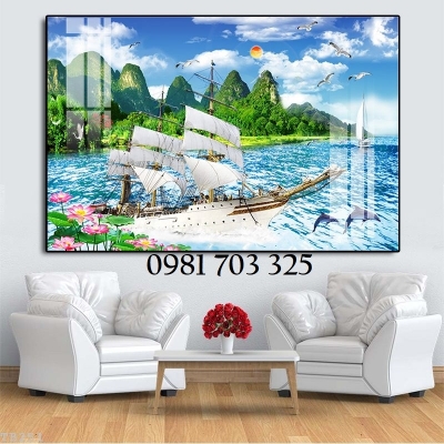 Gạch tranh thuận buồm xuôi gió phong thủy 3D