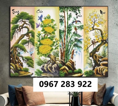 Tranh gạch tứ quý sang trọng