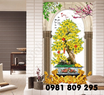 Tranh hoa mai - tranh gạch 3d hoa mai