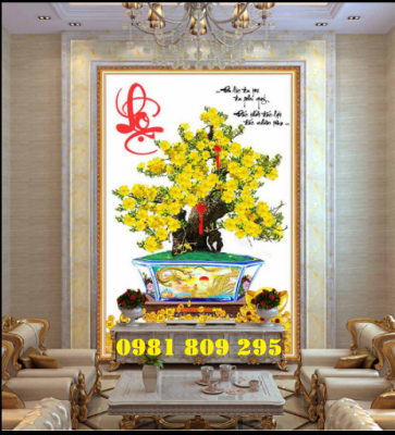 Tranh hoa mai, gạch tranh 3d