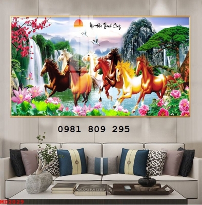 Tranh gạch men tường 3d bát mã HP878