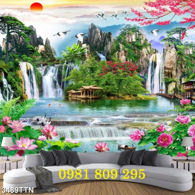 Mẫu gạch tranh thiên nhiên giao hòa 3d