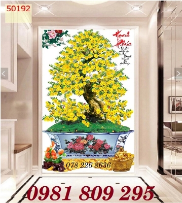 Tranh gạch men hoa mai trang trí