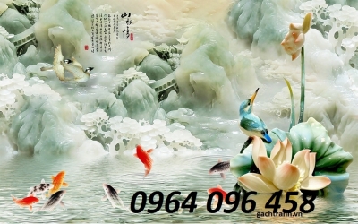Tranh gạch 3d dán tường phòng khách