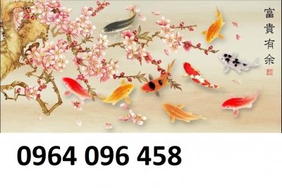 Tranh gạch cá koi 3d ốp tường phong thủy - SCX9900