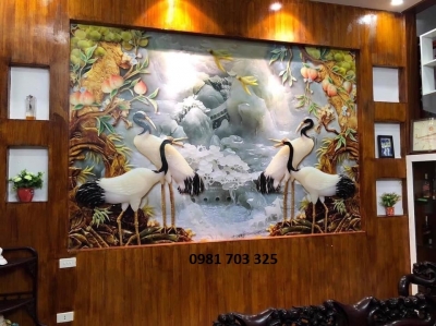 Tranh tùng hạc-gạch tranh 3D