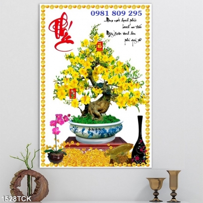 Gạch tranh hoa mai 3d chữ phúc