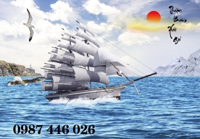 Tranh gạch men thuyền buồm HP2432