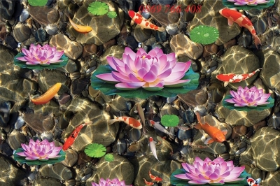 Tranh gạch 3D phong thủy hoa sen cá chép