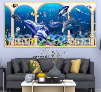 Gạch tranh 3D cá heo